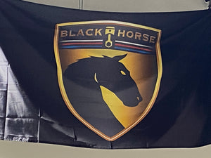 Horizontal / Vertical Black Horse Garage Flag